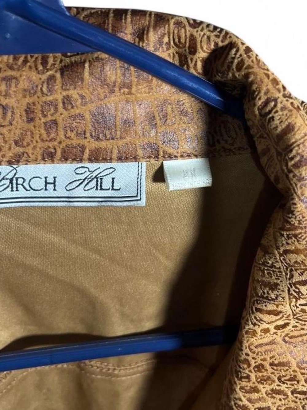Men's Croc-Embossed Lightweight Shirt Jacket in Brown - Picture 7 of 7